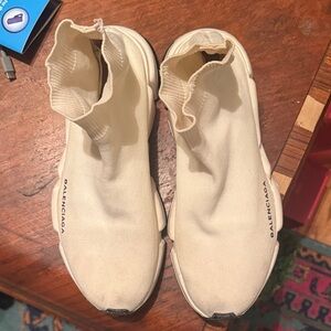 Balenciaga Ivory Knit Sneakers